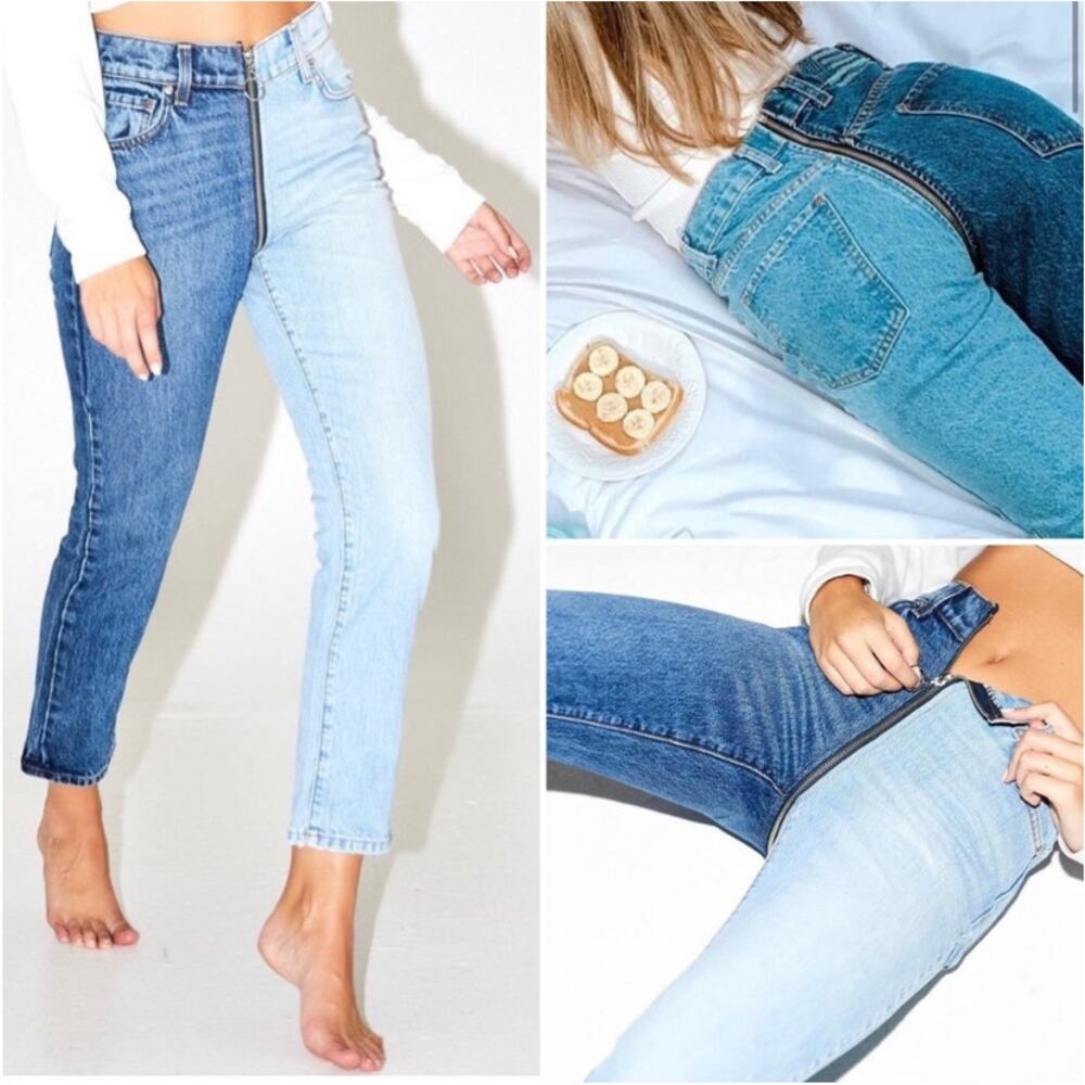 Revice Denim Yin Yang Two-Tone High Waisted Zipper Jeans In Tokyo Wash Size 28 - Picture 3 of 11